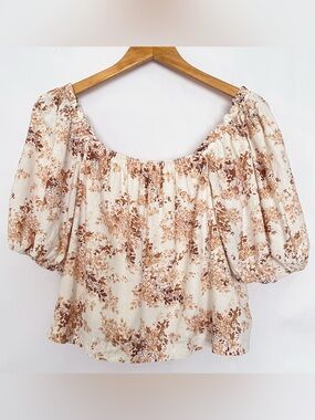 Abercrombie Fitch Linen Cotton Floral Top Flowy Cottagecore Prairie Size Medium